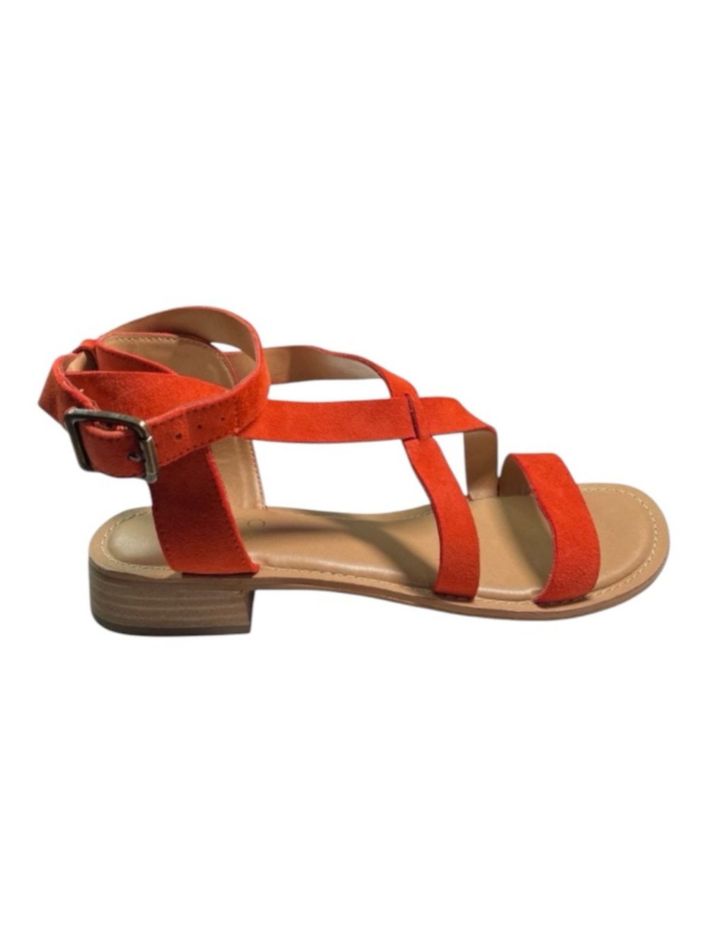 Franco Sarto Suede Sandals Size 8 Orange Open Toe 1” Heel Summer Office